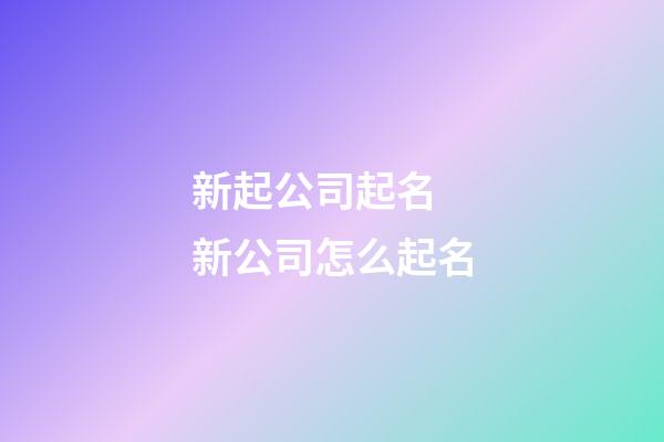 新起公司起名 新公司怎么起名-第1張-公司起名-玄機派